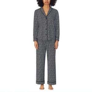 NWT Room Service Shawl Collar Pajamas (black/white animal print) size XS